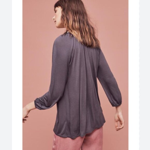 Anthropologie One  September Nightingale Tassel Blouse in grey "Carbon" XS - Picture 3 of 15